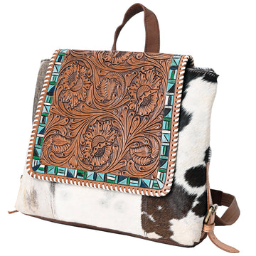 Real Cowhide Leather With Carving Tote Bag - LBK136