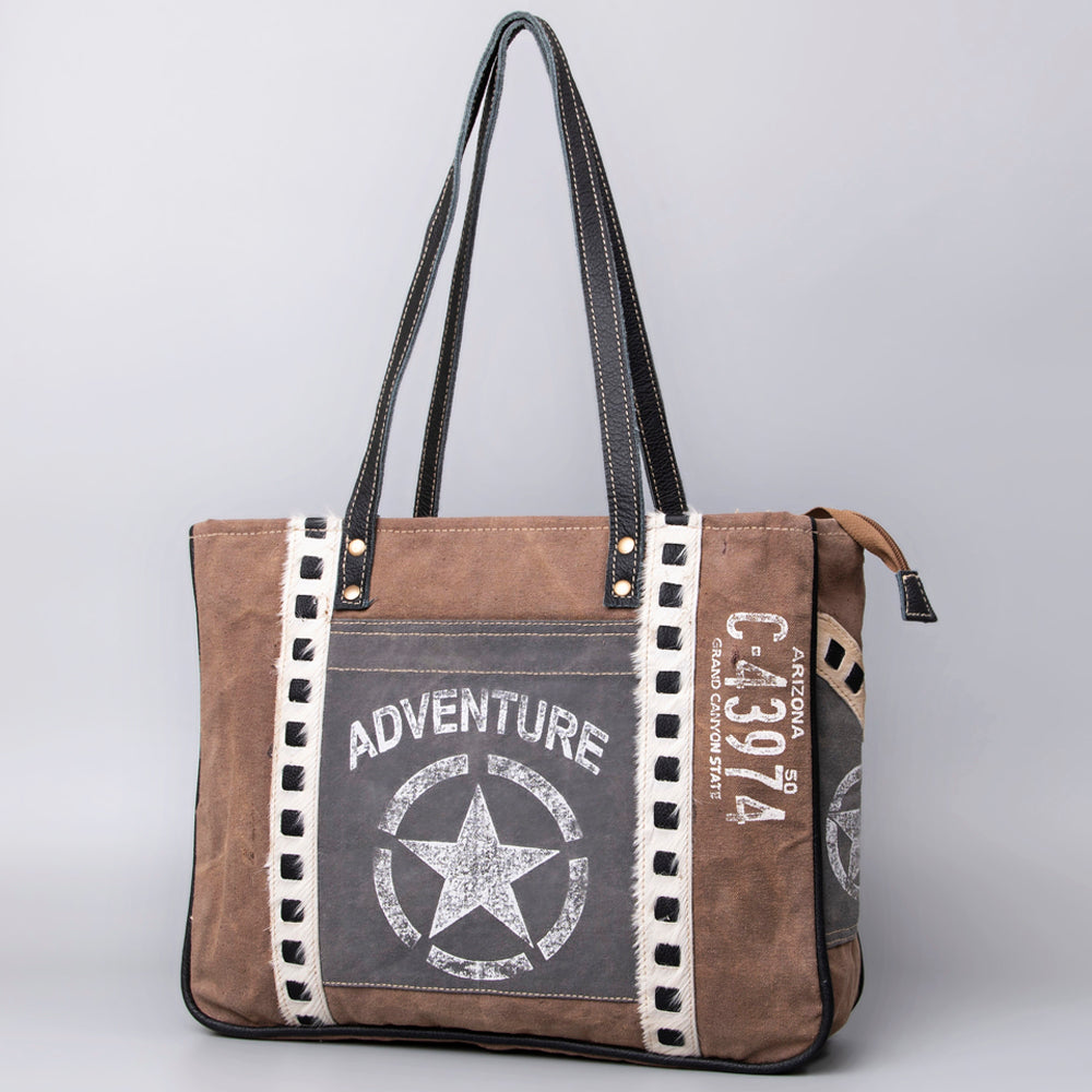 Leather and Upcycled Canvas Weekender Bag - LB520